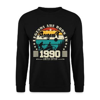 August 1990. Birthday gift August 1990. August - Unisex Sweatshirt - black - Front - Alina (178cm) & Michal (187cm)
