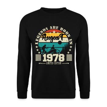 August 1978. Birthday gift August 1978. August - Unisex Sweatshirt - black - Front - Alina (178cm) & Michal (187cm)