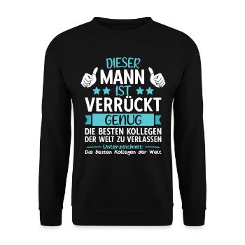 Kollege Abschied Jobwechsel Abschiedsgeschenk - Unisex Pullover - Schwarz - Vorne - Alina (178cm) & Michal (187cm)