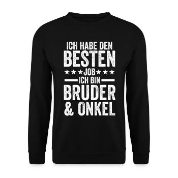 Beste Bruder Und Onkel Der Welt - Unisex Pullover - Schwarz - Vorne - Alina (178cm) & Michal (187cm)