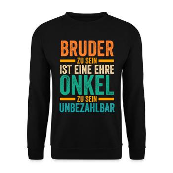 Bruder und Onkel - Unisex Pullover - Schwarz - Vorne - Alina (178cm) & Michal (187cm)