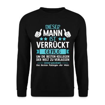 Abschiedsgeschenk Abschied Kollege Jobwechsel - Unisex Pullover - Schwarz - Vorne - Alina (178cm) & Michal (187cm)