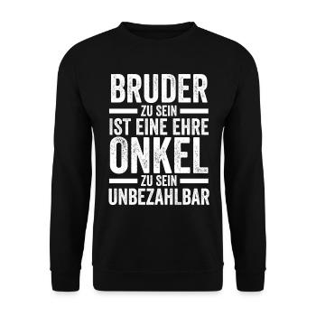 Bruder und Onkel - Unisex Pullover - Schwarz - Vorne - Alina (178cm) & Michal (187cm)