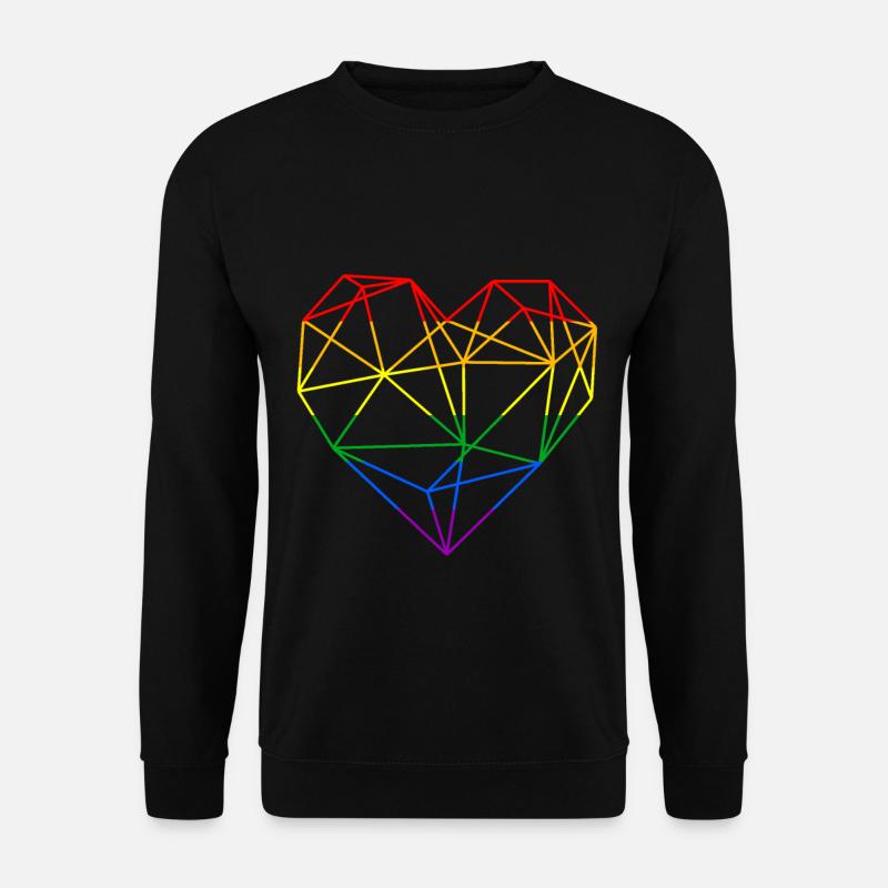 Polygon Herz Regenbogen Liebe LGBT - Unisex Pullover - Schwarz