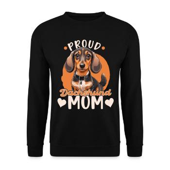 Proud Dachshund Mom - Unisex Pullover - Schwarz - Vorne - Alina (178cm) & Michal (187cm)