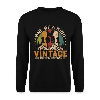 1991 Vintage Born In 1991 Birthday Gift - Unisex Sweatshirt - black - Front - Alina (178cm) & Michal (187cm)
