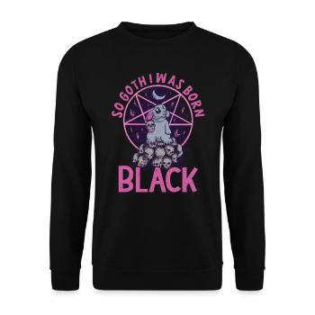 Satan Beelzebub Teufel Gothic Pentagram Mystisch - Unisex Pullover - Schwarz - Vorne - Alina (178cm) & Michal (187cm)
