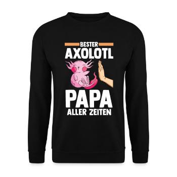 Vater Papa Axolotl - Unisex Pullover - Schwarz - Vorne - Alina (178cm) & Michal (187cm)