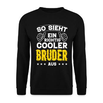 Bruder Bruder Geburtstag Bruder Sprüche Bester - Unisex Pullover - Schwarz - Vorne - Alina (178cm) & Michal (187cm)