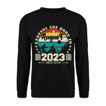 August 2023. Birthday gift August 2023. August - Unisex Sweatshirt - black - Front - Alina (178cm) & Michal (187cm)