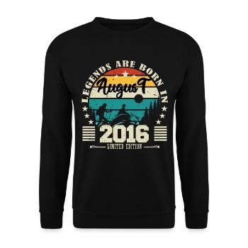 August 2016. Birthday gift August 2016. August - Unisex Sweatshirt - black - Front - Alina (178cm) & Michal (187cm)