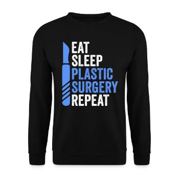 Food Sleep Plastic Surgery Surgical - Unisex Sweatshirt - black - Front - Alina (178cm) & Michal (187cm)
