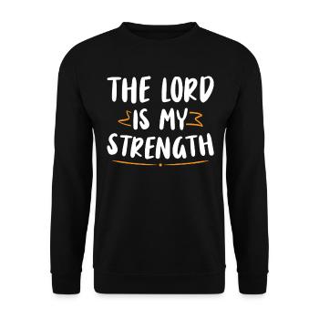 The Lord is my strength Bible verse Christian - Unisex Sweatshirt - black - Front - Alina (178cm) & Michal (187cm)
