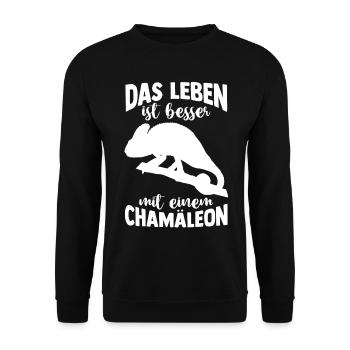 Terrarium Echsen Reptilien - Unisex Pullover - Schwarz - Vorne - Alina (178cm) & Michal (187cm)