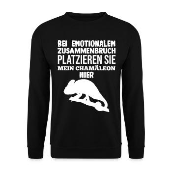 Platzieren Sie mein Chamäleon - Unisex Pullover - Schwarz - Vorne - Alina (178cm) & Michal (187cm)