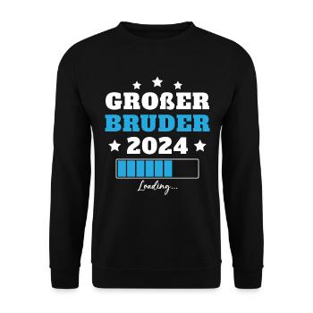 Großer Bruder 2024 Geschenkidee - Unisex Pullover - Schwarz - Vorne - Alina (178cm) & Michal (187cm)