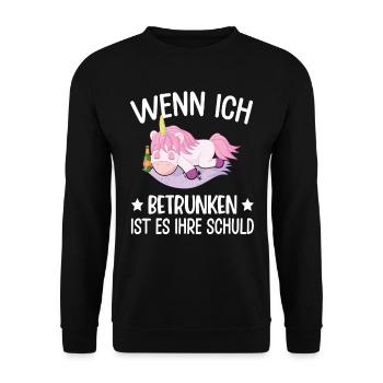 Einhorn Lustiger Spruch Einhorn Saufen Fabel - Unisex Pullover - Schwarz - Vorne - Alina (178cm) & Michal (187cm)