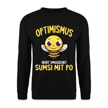 Optimismus heißt umgekehrt Sumsi Mit Po - Unisex Pullover - Schwarz - Vorne - Alina (178cm) & Michal (187cm)