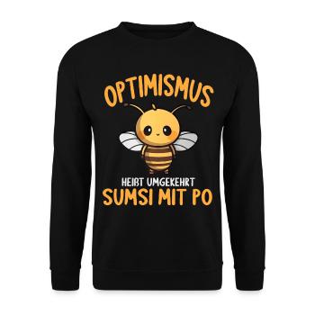 Optimismus heißt umgekehrt Sumsi Mit Po - Unisex Pullover - Schwarz - Vorne - Alina (178cm) & Michal (187cm)