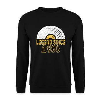 1986 Geburtstag Vinyl Legend since - Unisex Pullover - Schwarz - Vorne - Alina (178cm) & Michal (187cm)