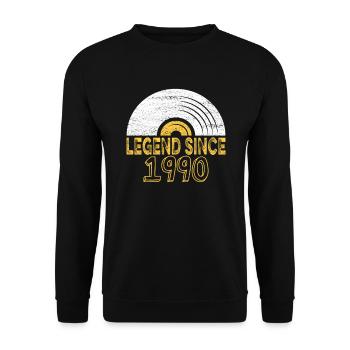 1990 Birthday Vinyl Legend since - Unisex Sweatshirt - black - Front - Alina (178cm) & Michal (187cm)