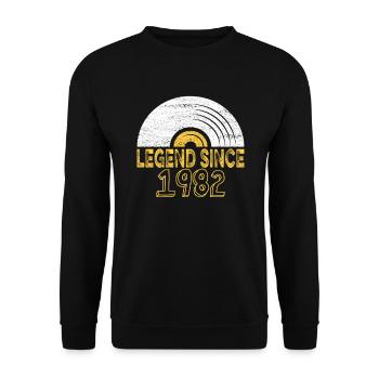 1982 Birthday Vinyl Legend since - Unisex Sweatshirt - black - Front - Alina (178cm) & Michal (187cm)