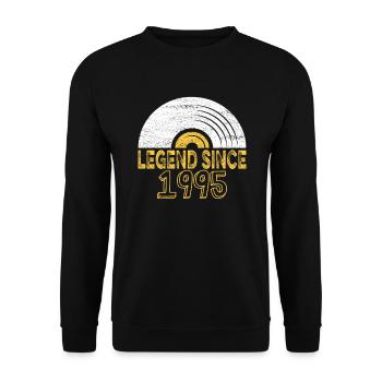 1995 Birthday Vinyl Legend since - Unisex Sweatshirt - black - Front - Alina (178cm) & Michal (187cm)