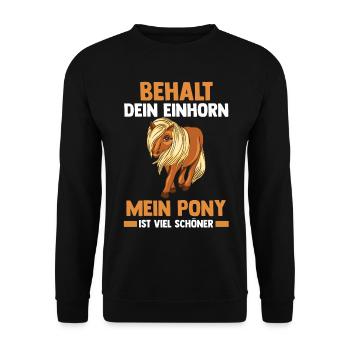 Pferd Reiten Reiter Reiterin Reitsport Pferde Pony - Unisex Pullover - Schwarz - Vorne - Alina (178cm) & Michal (187cm)