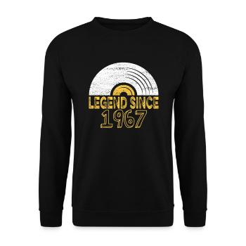 1967 Birthday Vinyl Legend since - Unisex Sweatshirt - black - Front - Alina (178cm) & Michal (187cm)