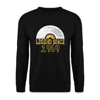 1969 Birthday Vinyl Legend since - Unisex Sweatshirt - black - Front - Alina (178cm) & Michal (187cm)