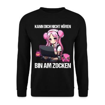 Gaming Konsole PC Zockerin Mädchen Gamer Girl - Unisex Pullover - Schwarz - Vorne - Alina (178cm) & Michal (187cm)