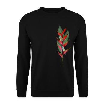 Helconia European roller - tropical flower and birds - Unisex Sweatshirt - black - Front - Alina (178cm) & Michal (187cm)