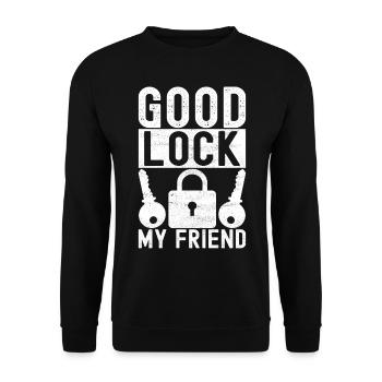 Schlüsseldienst Locksmith Dietrich - Unisex Pullover - Schwarz - Vorne - Alina (178cm) & Michal (187cm)