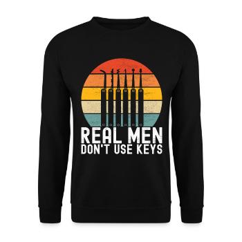Schlüsseldienst Locksmith Dietrich - Unisex Pullover - Schwarz - Vorne - Alina (178cm) & Michal (187cm)