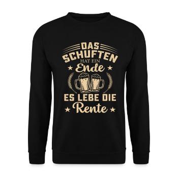 Rente Renteneintritt Rentenalter Rente Spruch - Unisex Pullover - Schwarz - Vorne - Alina (178cm) & Michal (187cm)
