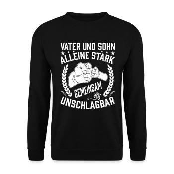Vater und Sohn - Unisex Pullover - Schwarz - Vorne - Alina (178cm) & Michal (187cm)