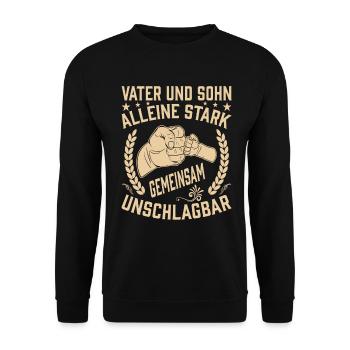 Vater und Sohn - Unisex Pullover - Schwarz - Vorne - Alina (178cm) & Michal (187cm)
