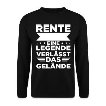 Rente Eine Legende Verlässt Das Gelände - Unisex Pullover - Schwarz - Vorne - Alina (178cm) & Michal (187cm)