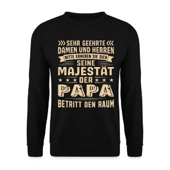 Papa Geburtstag Papa Sprüche Papa Geschenke - Unisex Pullover - Schwarz - Vorne - Alina (178cm) & Michal (187cm)