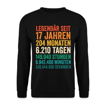 17 Jahre Siebzehnter Geburtstag - Unisex Pullover - Schwarz - Vorne - Alina (178cm) & Michal (187cm)