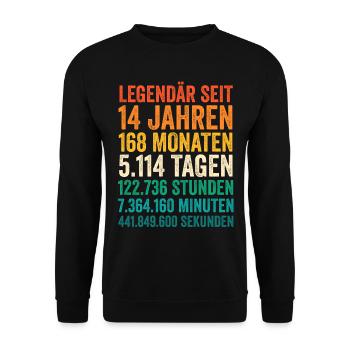 14 Jahre Vierzehnter Geburtstag - Unisex Pullover - Schwarz - Vorne - Alina (178cm) & Michal (187cm)
