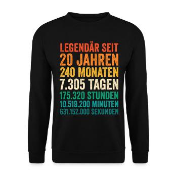 20 Jahre Zwanzigster Geburtstag - Unisex Pullover - Schwarz - Vorne - Alina (178cm) & Michal (187cm)