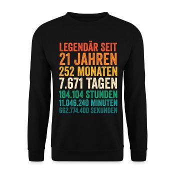 21 Jahre Einundzwanzigster Geburtstag - Unisex Pullover - Schwarz - Vorne - Alina (178cm) & Michal (187cm)