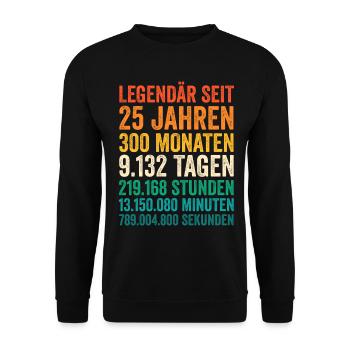 25 Jahre Fünfundzwanzigster Geburtstag - Unisex Pullover - Schwarz - Vorne - Alina (178cm) & Michal (187cm)