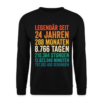 24 Jahre Vierundzwanzigster Geburtstag - Unisex Pullover - Schwarz - Vorne - Alina (178cm) & Michal (187cm)