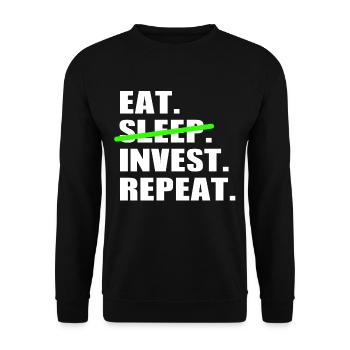 Eat Sleep Invest Repeat - Bourse Day Trading - Sweat-shirt Unisexe - noir - Devant - Alina (178cm) & Michal (187cm)
