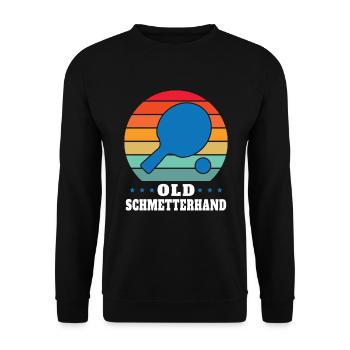 Old Schmetterhand Tischtennis Geschenkidee - Unisex Pullover - Schwarz - Vorne - Alina (178cm) & Michal (187cm)