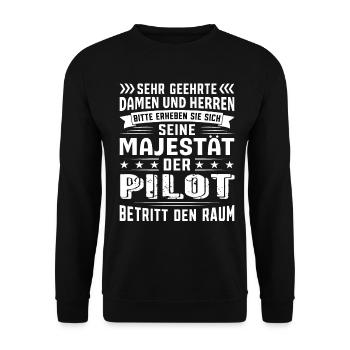 Pilot Geburtstag Pilot Sprüche Pilot Geschenke - Unisex Pullover - Schwarz - Vorne - Alina (178cm) & Michal (187cm)