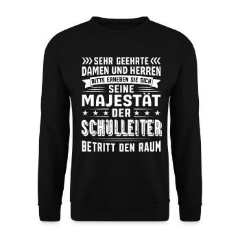 Schulleiter Geburtstag Schulleiter Sprüche - Unisex Pullover - Schwarz - Vorne - Alina (178cm) & Michal (187cm)