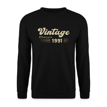 1991 Birthday Vintage Classic - Unisex Sweatshirt - black - Front - Alina (178cm) & Michal (187cm)